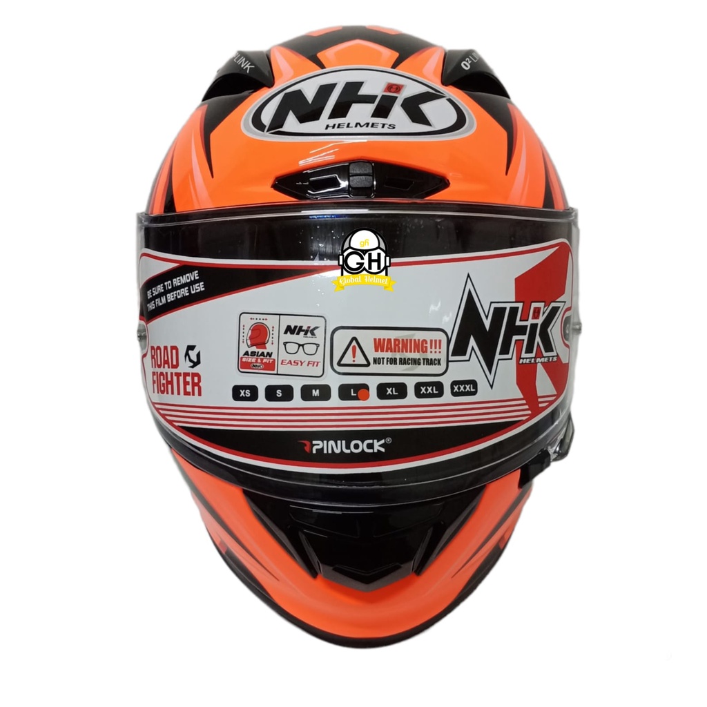 NHK HELM GPR TECH STREET NMS BLACK ORANGE GLOSSY GP R TECH