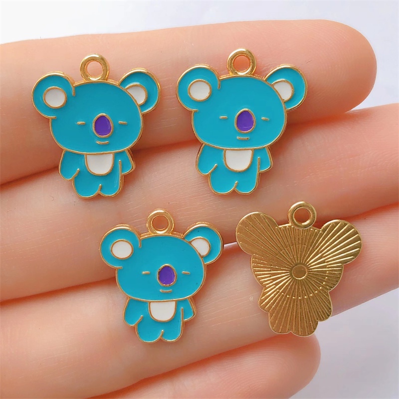 4pcs Liontin Bahan Alloy Desain Beruang Enamel Untuk Antingkalunggelang DIY