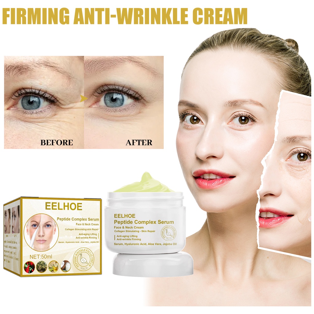EELHOE Peptide Complex Face Firming Cream Anti-Aging Anti-wrinkle Moisturizing Serum 50ml-Krim Wajah Anti Kerut Penuaan Pelembab dan Pemutih Wajah