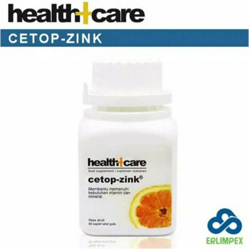 Health+care Cetop Zink Suplemen Vitamin C600 + zink isi 60 kaplet ori promo