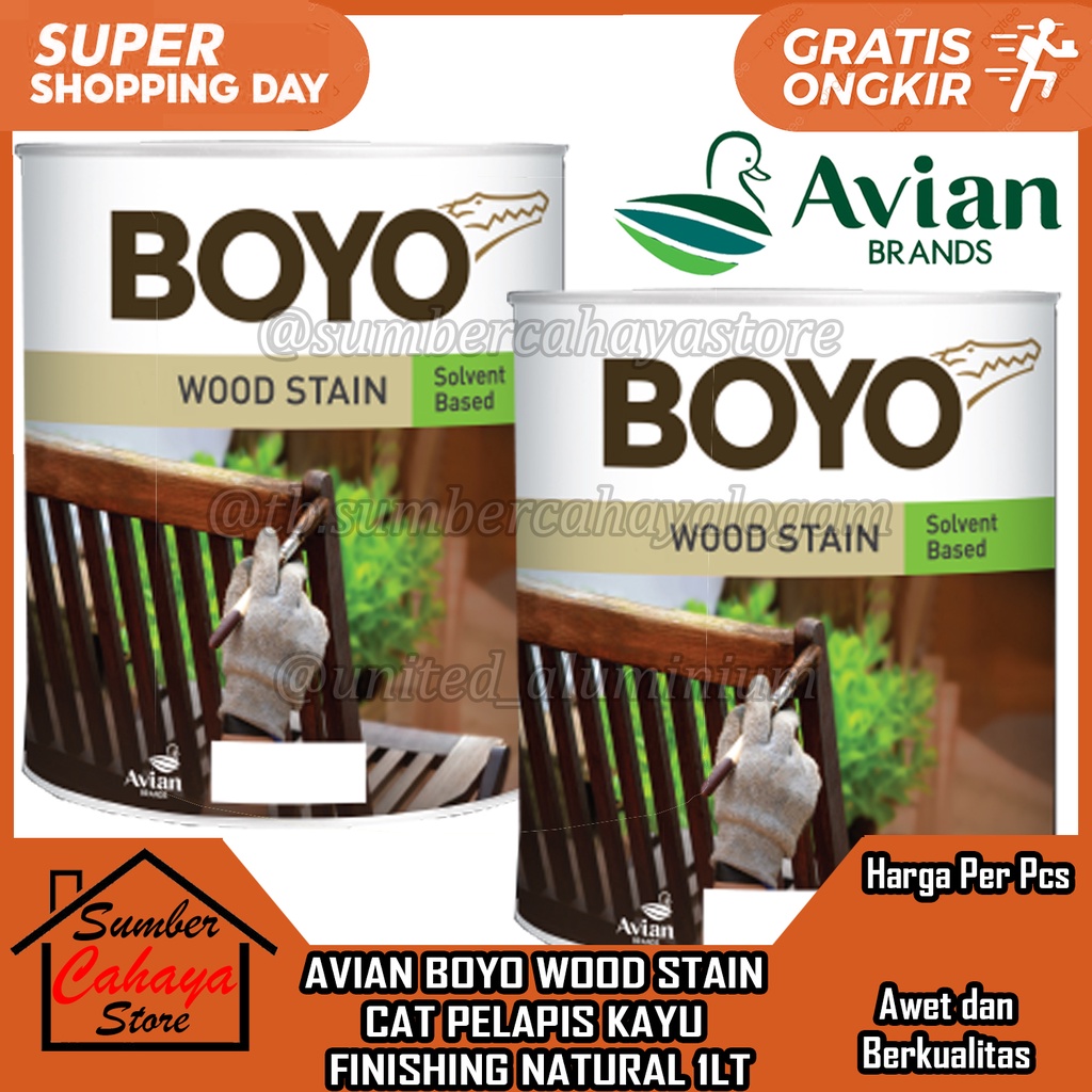Cat Kayu Politur Boyo Wood Stain Solvent Base Based Plitur Woodstain Avian Thinner Thiner Tiner Peng