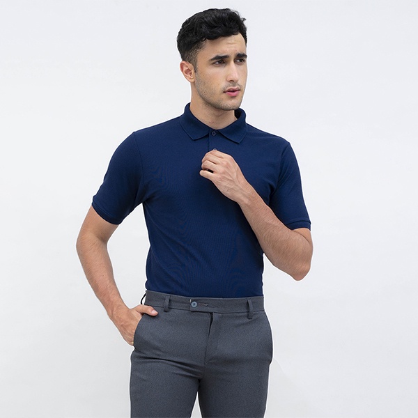 polo shirt baju kaos kerah polo slim houseofcuff biru navy