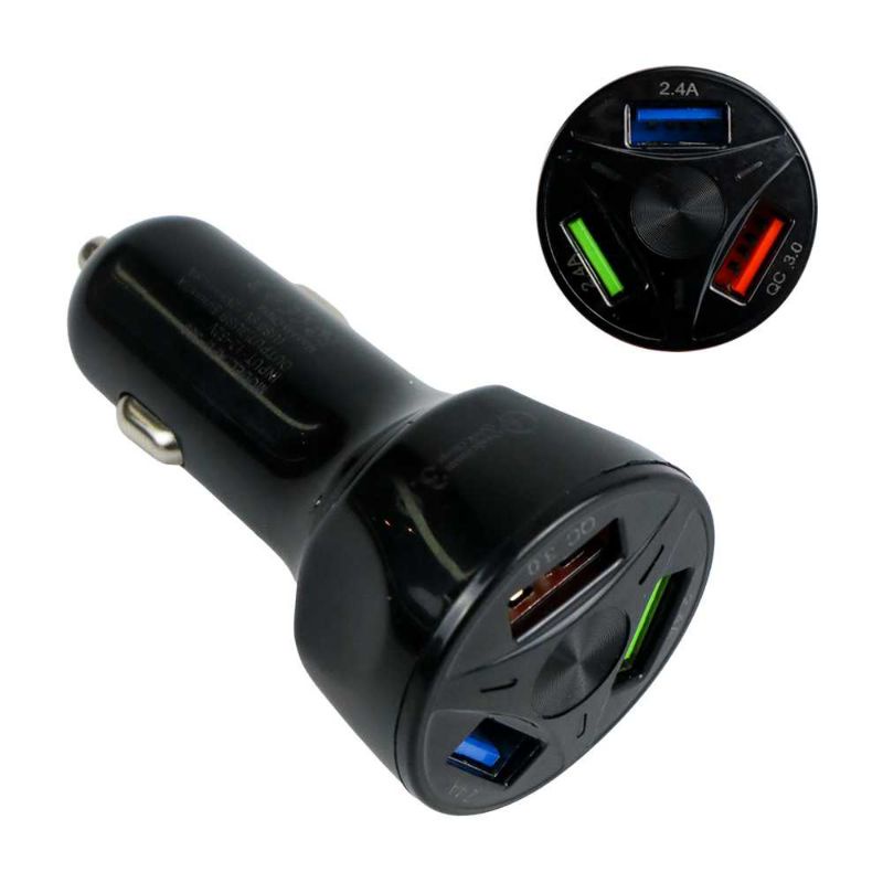 Car charger mobil motor USB 3 port 2.4 A Quick Charging 3.0 7 A