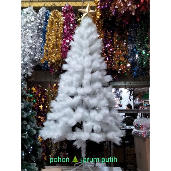 Pohon natal 1,5m putih rainbow premium (5feet) Harga pohon aja