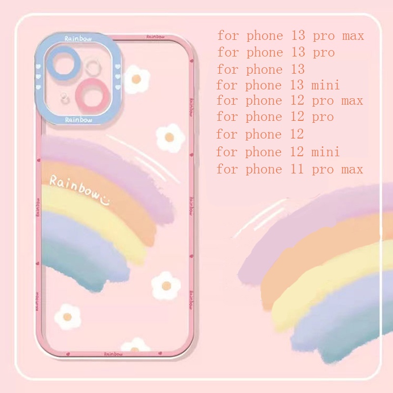 Soft Case Silikon TPU Transparan Warna Pelangi Untuk IPhone 14 13 12 Mini 11 Pro X XR XS Max SE 6 6S 7 8 Plus