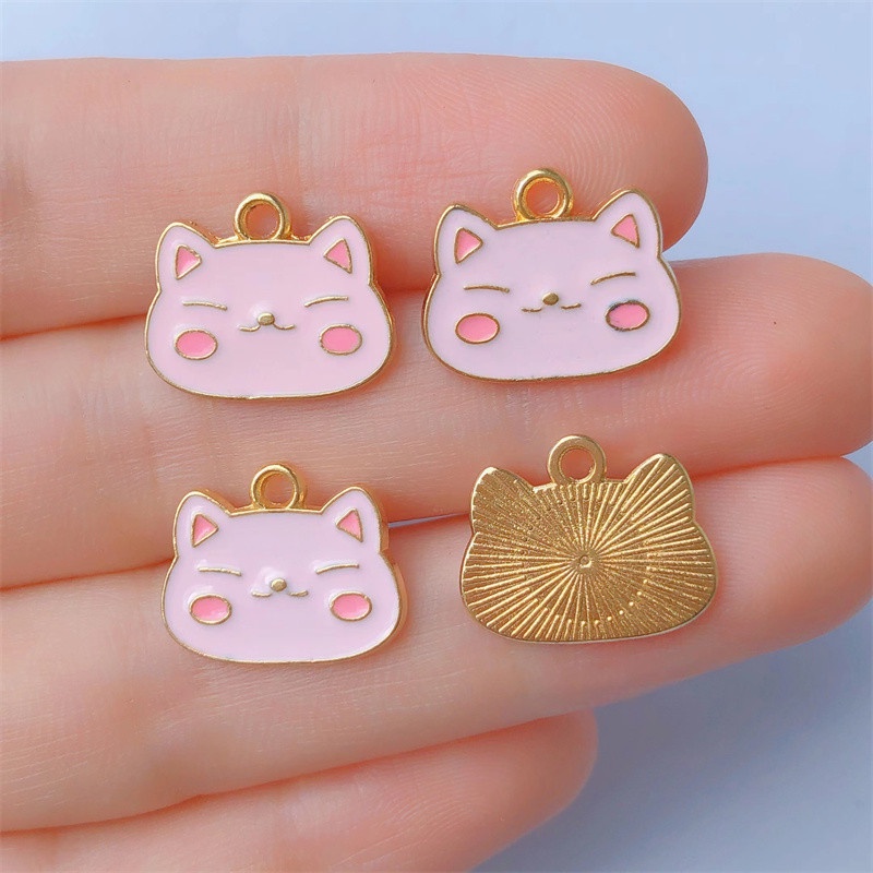 4pcs Liontin Kalung Bentuk Kucing Bahan Alloy