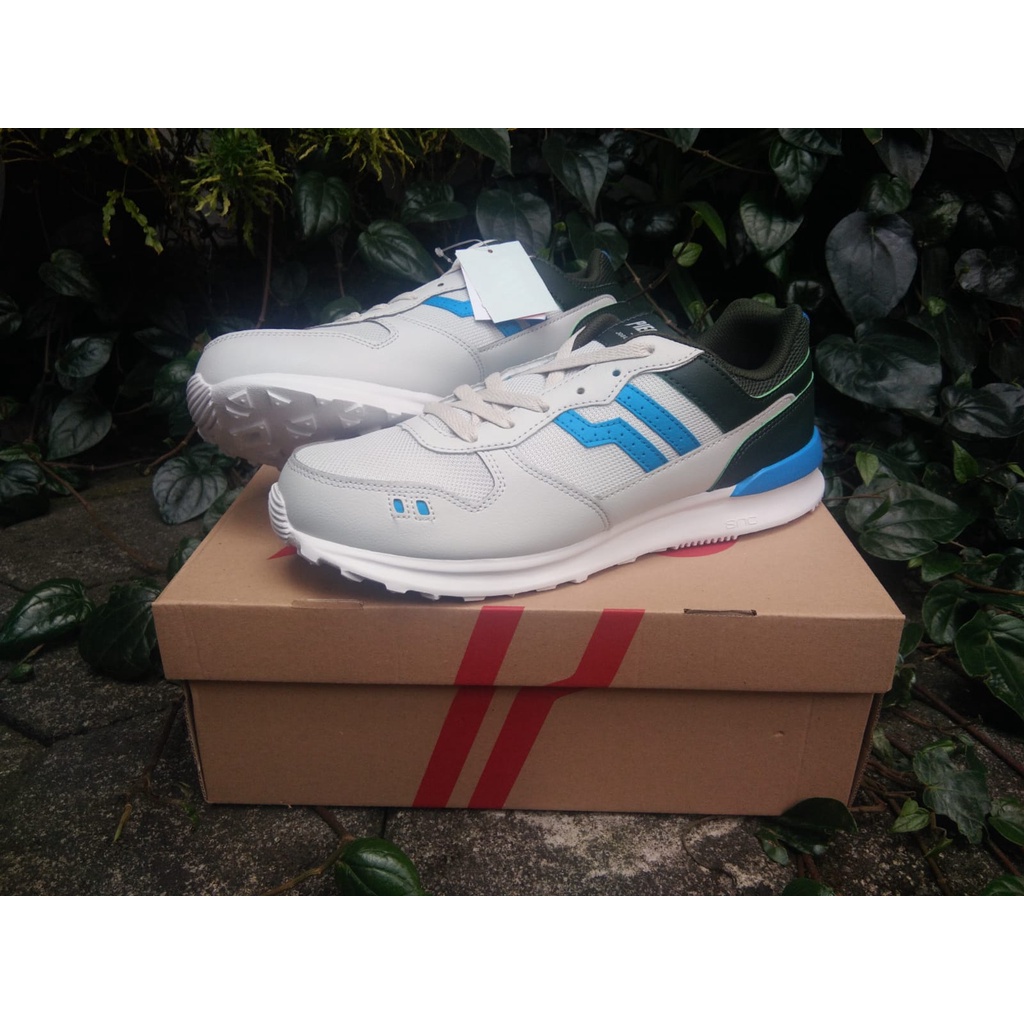 Sepatu Lari/Running Piero Jogger Light Grey Dark Green White
