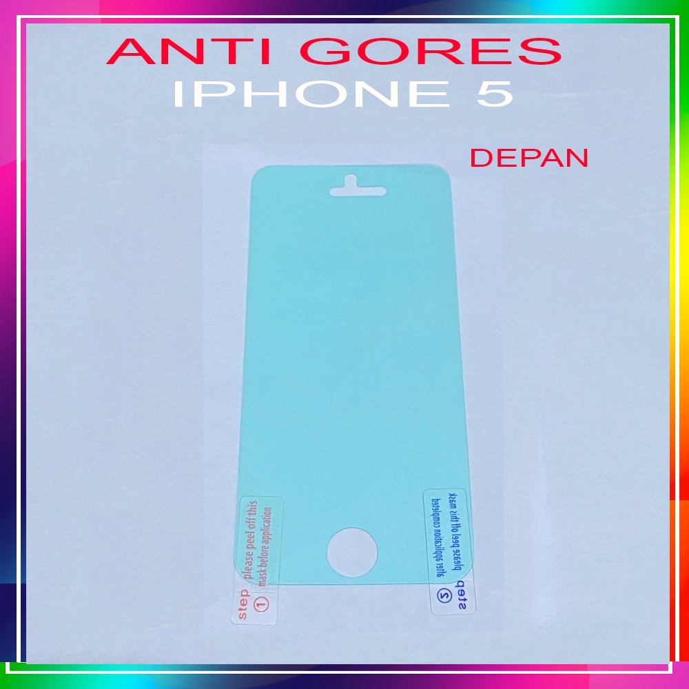 Antigores iphone 5 Bagian Depan &amp; Belakang Pelindung Layar Handphone Anti Gores Aksesoris Made In Japan Material Clear