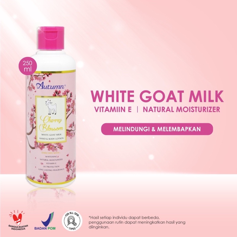 Autumn Cherry Blossom White Goat Milk Hand &amp; Body Lotion - 250ml Bpom