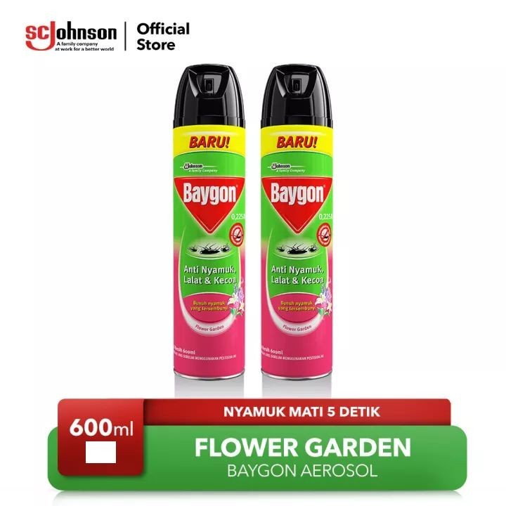 Baygon Aerosol Flower Garden 600ml - Baygon Aerosol Anti Nyamuk 600ml