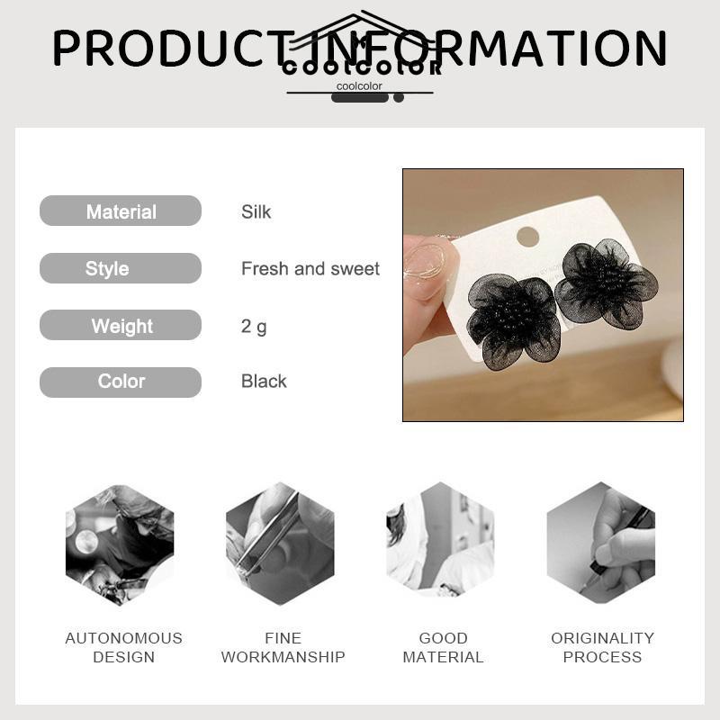 COD❤️1 Pasang anting bunga hitam Korea Musim Gugur Dingin Hitam Kasa Retro Gaya Cina  Anting Tusuk Motif Vintage Fashion Impor Murah Wanita Aksesoris