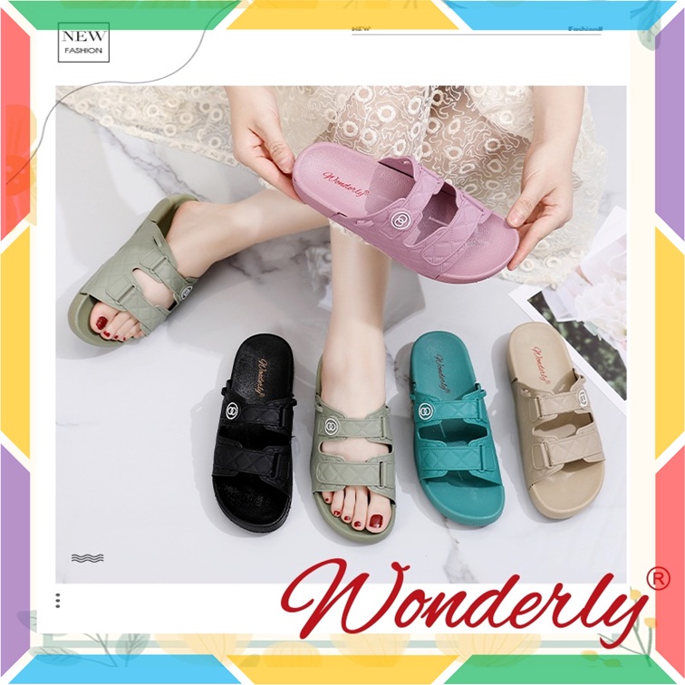 2027-3 Sepatu Sandal Wanita Wonderly Sendal Cewek Tali 2in1 Ban 2 Karet Jelly Empuk Premium Tawana