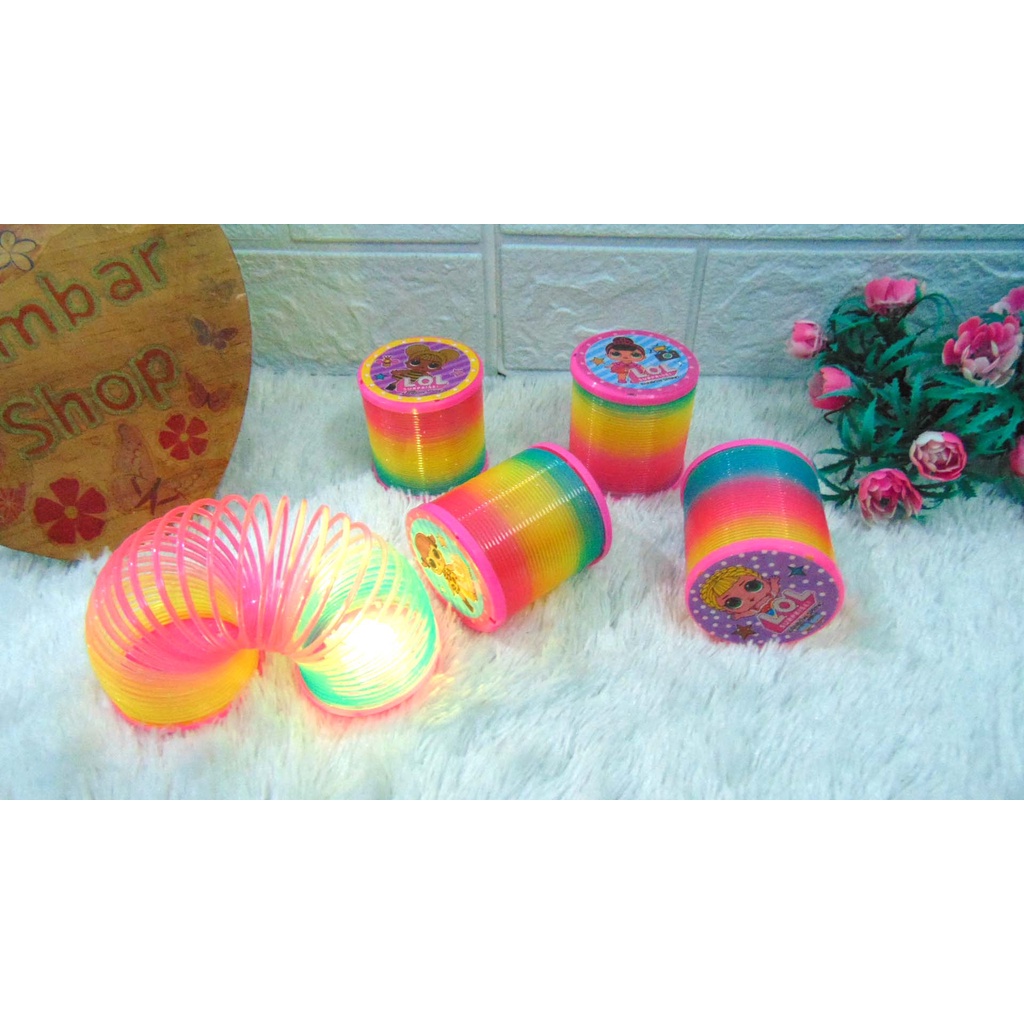 5D BISA NYALA Rainbow Spring Magic Per Pegas Lampu Spiral Rainbow Magic Spring LED Mainan Anak Spira