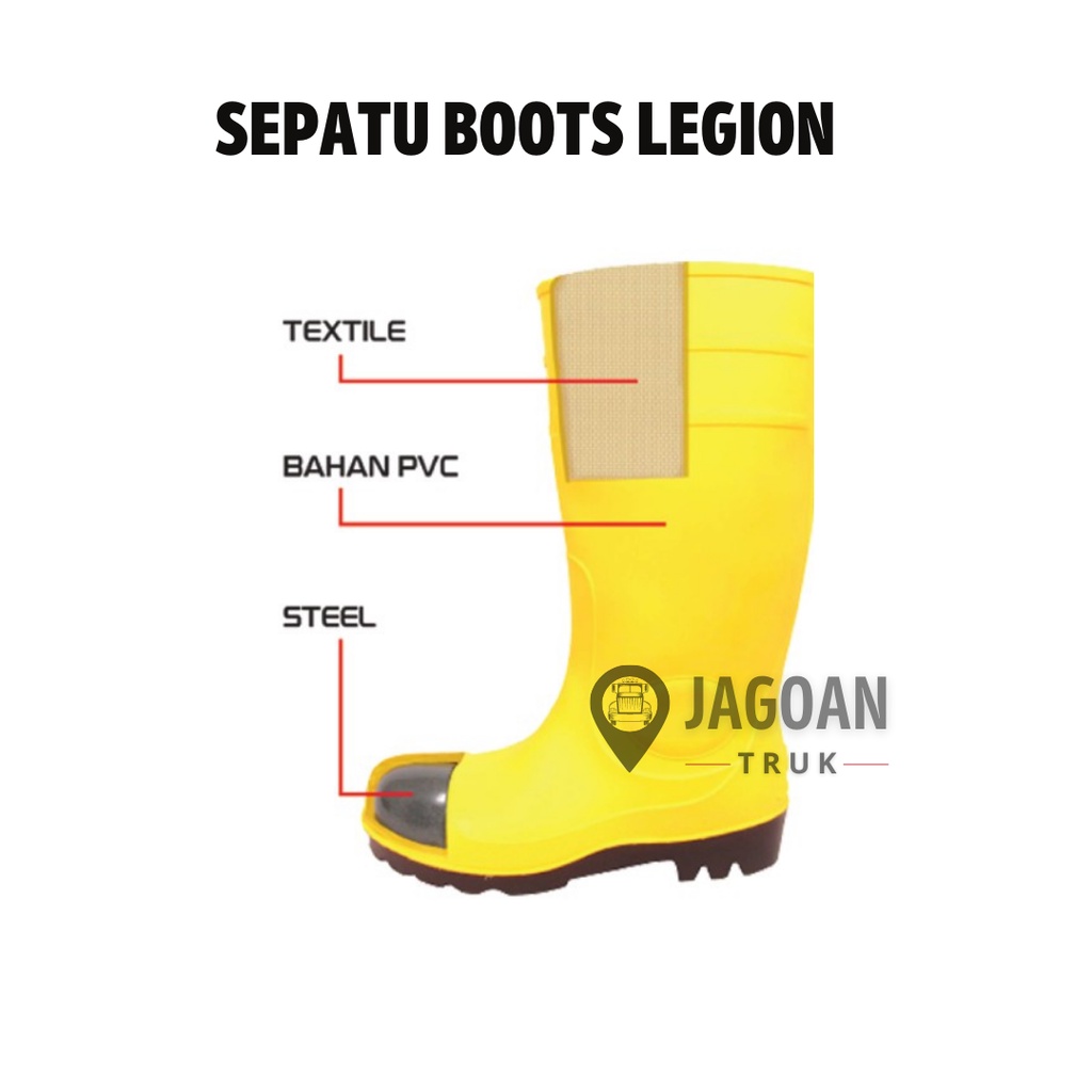 Sepatu boot safety + besi Pelindung LEGION