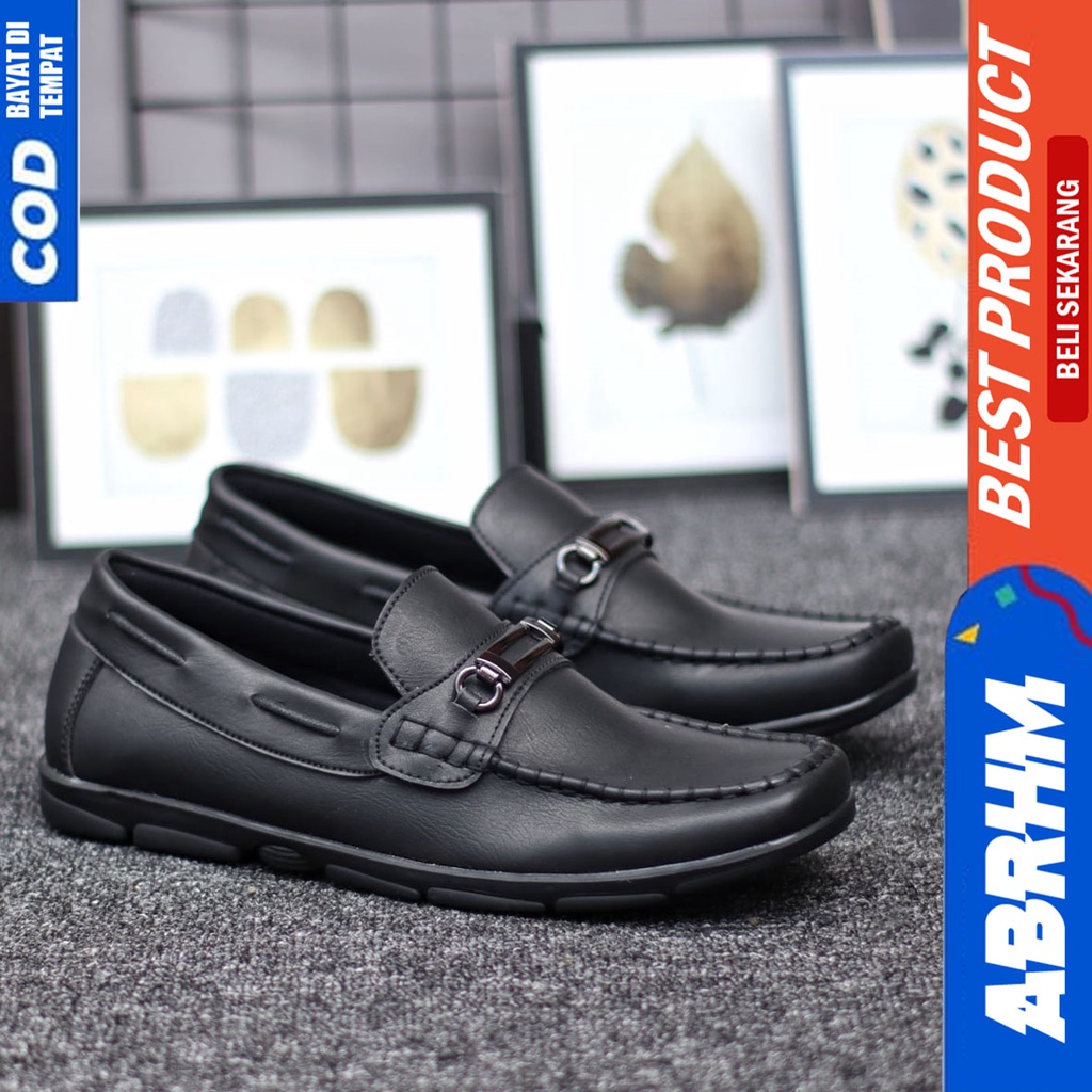 Sepatu Formal Kerja Pantofel Casual Hitam Pria Abrhm Tobi