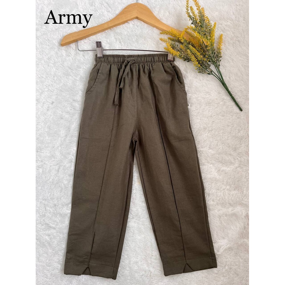 DL88 I Celana Anak Katun Rami Linen Polos Premium/ Celana Anak Perempuan buat usia 6-12tahun