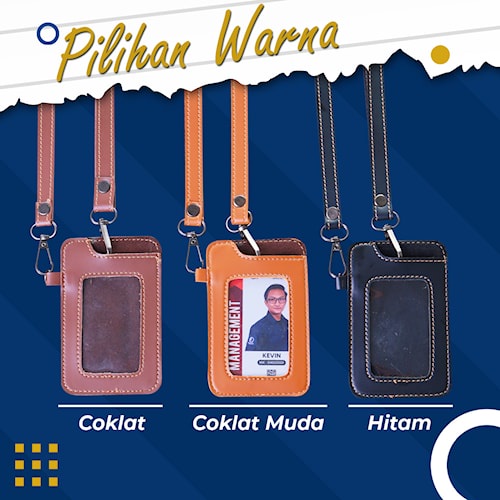 

Tempat Kartu Nama ID Card Case & Holder Terbuat Dari Kulit PU (sintetis) + 2 Tali