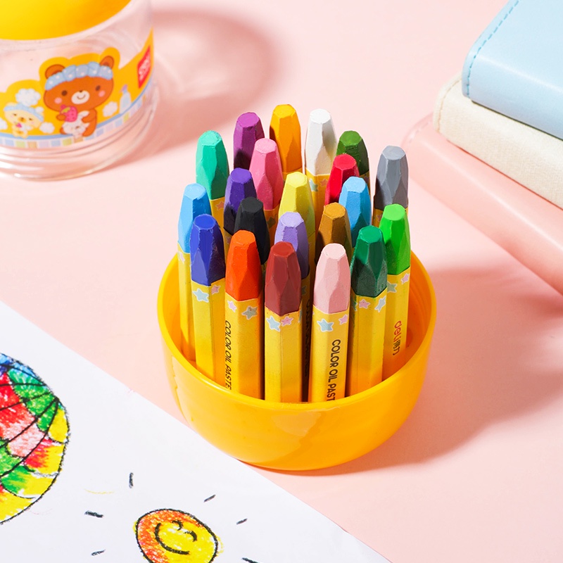 

Deli 24 warna oil pastel desain Barrel, mudah untuk diambil dan ditempatkan 72092