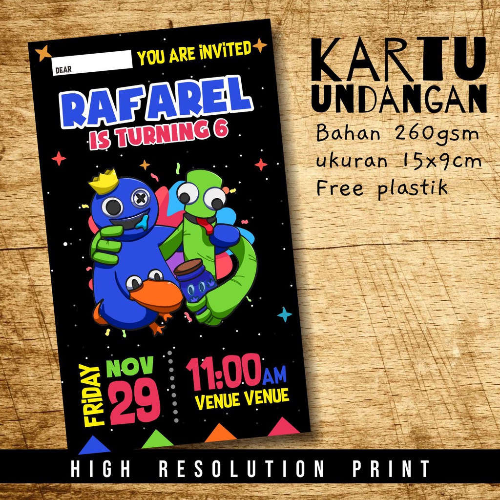 Kartu Undangan Ulang Tahun Anak Rainbow Friends