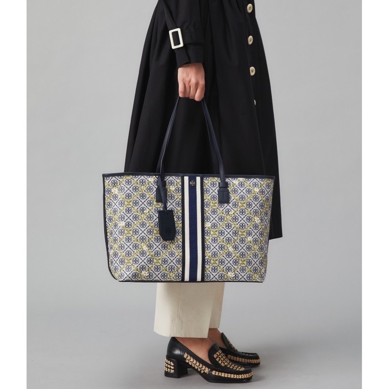 tb t monogram zip floral tote 40