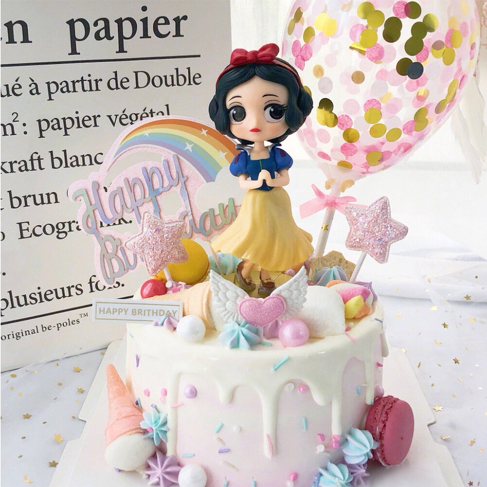 &lt; M.A &gt; Princess Pajangan Hiasan Dekorasi Kue Ulang Tahun  Topper Kue Princess Belle Mermaid Elsa Frozen Snow White