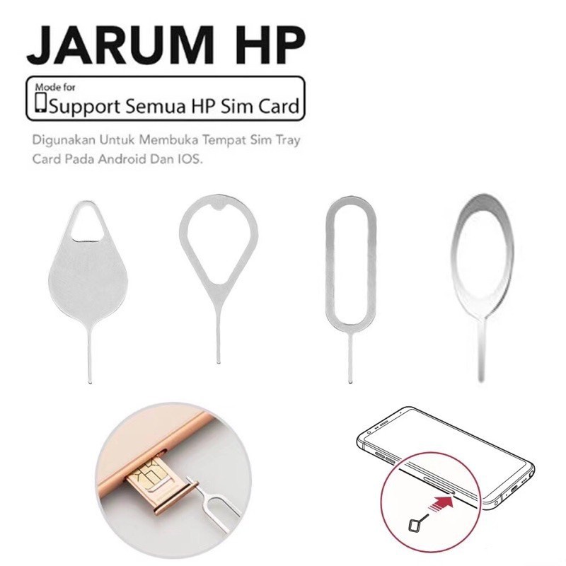 Tusukan HP Sim Card Sim Tray Good Quality Colokan Jarum Kartu Sim Card Ejector Besi Adaptor Colok Pin HP Semua Jenis HP Bisa Iphone Samsung Oppo XiaoMi Vivo Smartphone Grosir Grosiran Little Miss Sunshine Malang