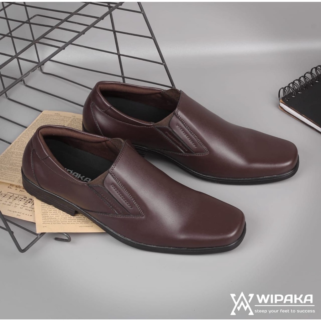 Sepatu Pantofel Pria Sepatu Formal Kerja Kulit fu Coklat WIPAKA