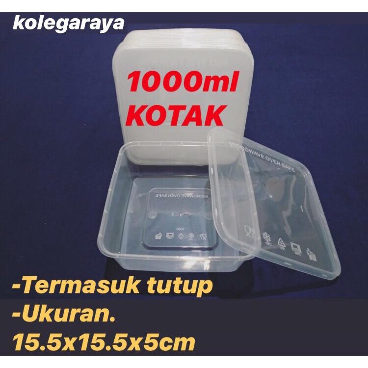 Thinwall SQ1000ML Wadah Kotak Makanan Plastik FoodGrade Isi 25PCS