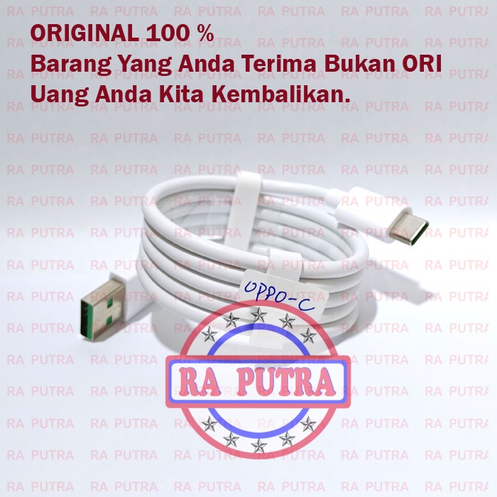 Kabel Data Oppo A91 A92 Cable Casan Cas VOOC Type C Original 100 Fast Carging Putih