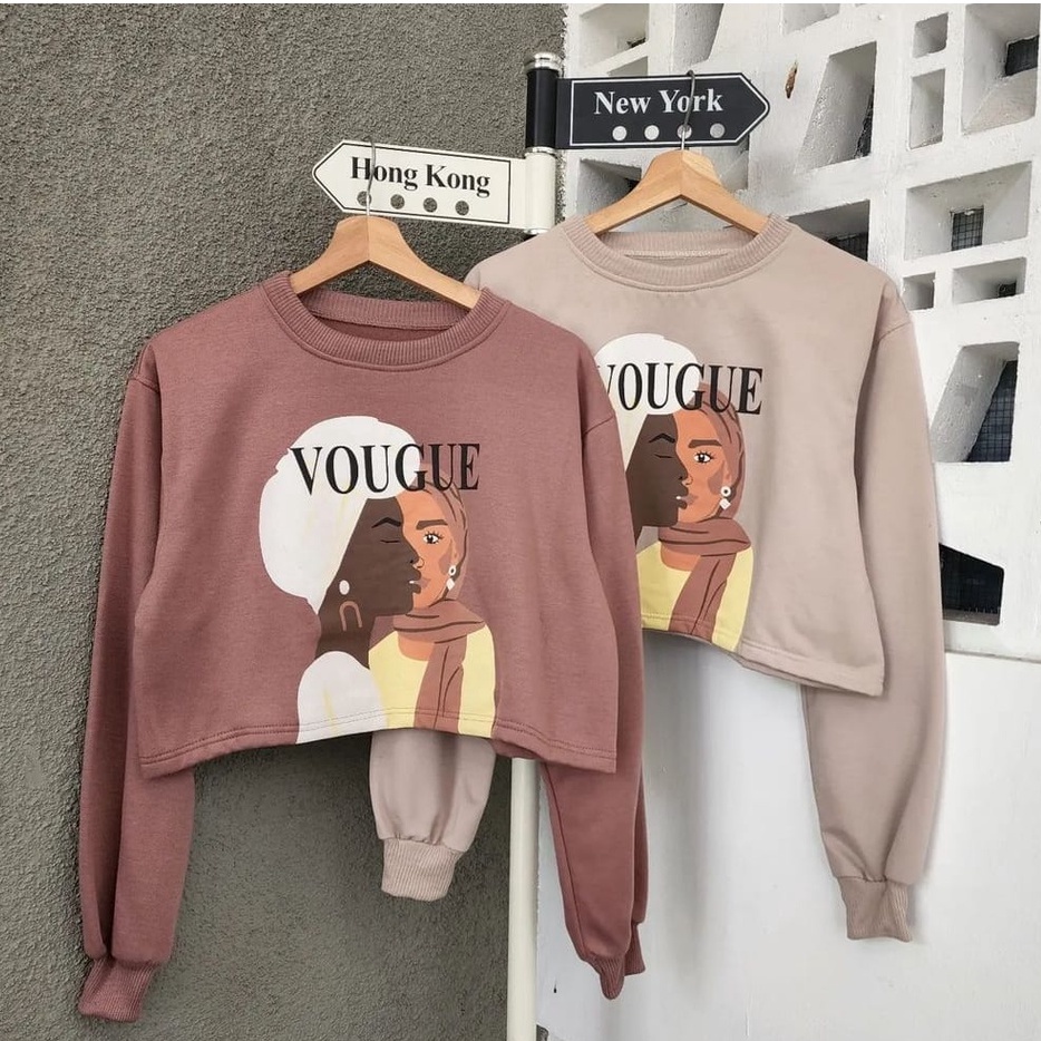 VOGUE HITS CROOPE SWEATER - SWEATER CROOPE WANITA - SWEATER OBLONG