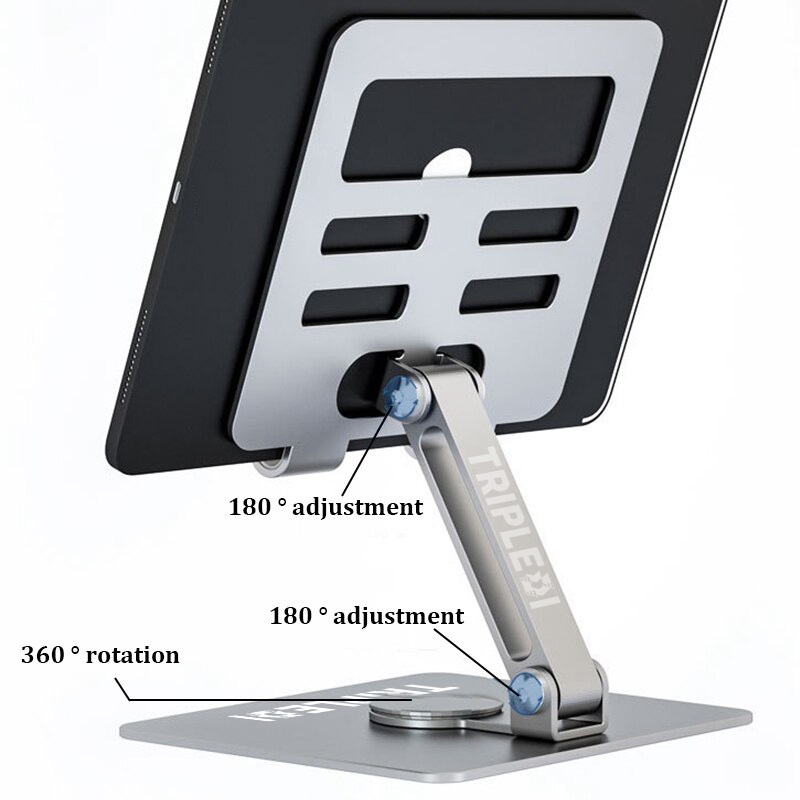 Stand iPad Holder Tablet Aluminium TRIPLEDI TD131 Dudukan Tab Desktop Standing Folding Rotasi 360 Derajat Lipat POS Meja Kasir