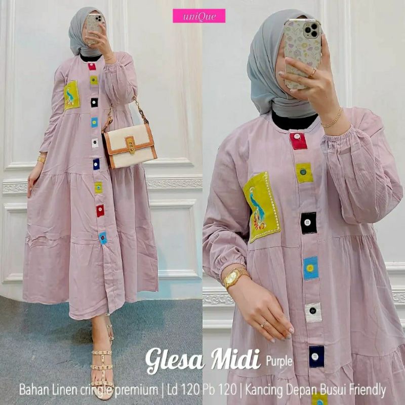 GLESA MIDI DRESS  / IR FASHION / TERMURAH / TERLARIS / COD BAYAR DITEMPAT / FLASH SALE / POPULER / M