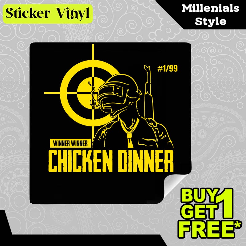 

Stiker Sticker CHICKEN DINNER PUBG Gaming Gambar Unik Desain Keren dan Kekinian Aesthetic Bahan Vinyl Satuan Anti Air