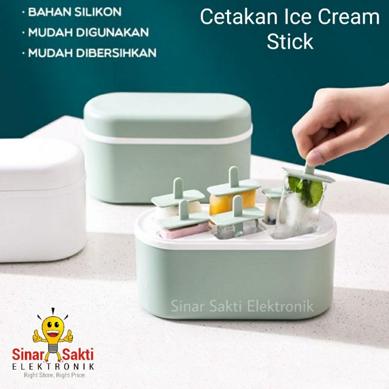 Cetakan Ice Cream Es Krim Silikon 6 Stick Stik Lolipop Popsicle Mold Silicon