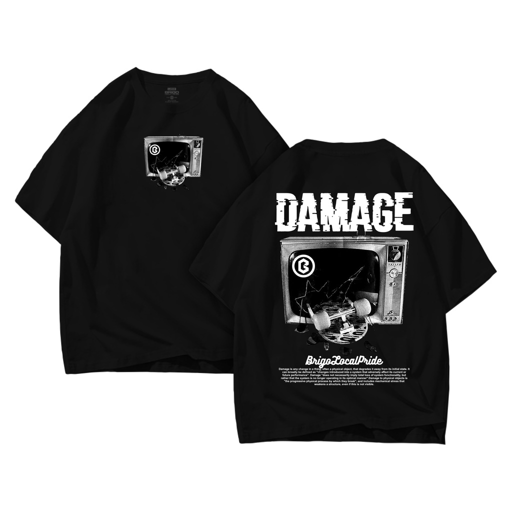 BRIGO Kaos Oversize DAMAGE II Kaos Jumbo Size Pria &amp; Wanita II Kaos Oversize II Print DTF