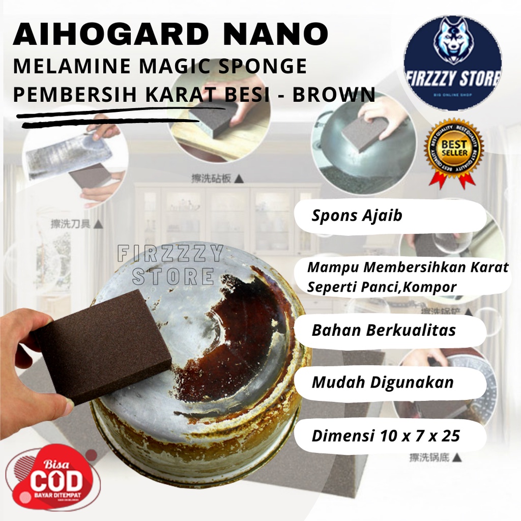 Aihogard Nano Melamine Magic Sponge Pembersih Karat Besi - Brown