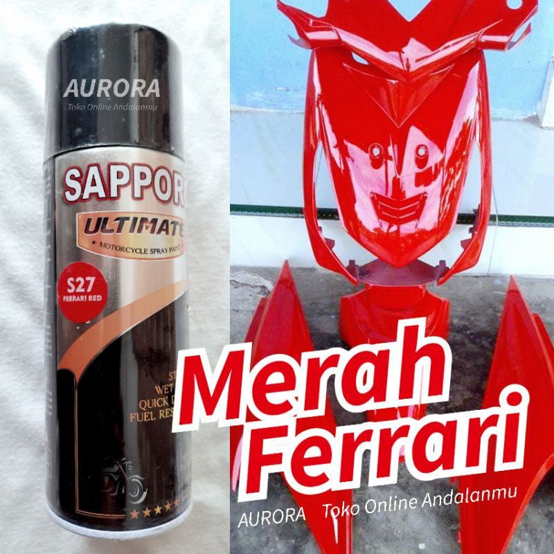 Cat Pilok Sapporo S27 Ferrari Red 400ml Merah Ferari Mobil Saporo