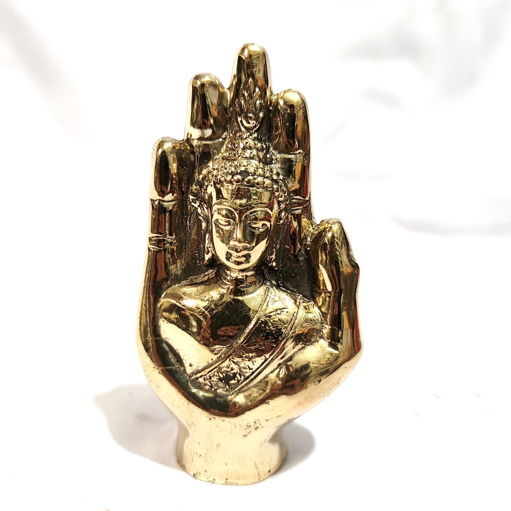 patung tangan buddha logam kuningan