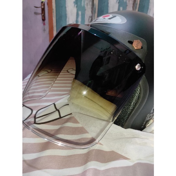 (PRELOVED) Kaca Helm datar Kaca osbe GP 8 COATING kaca bogo retro kaca injak visor helm kaca retro K