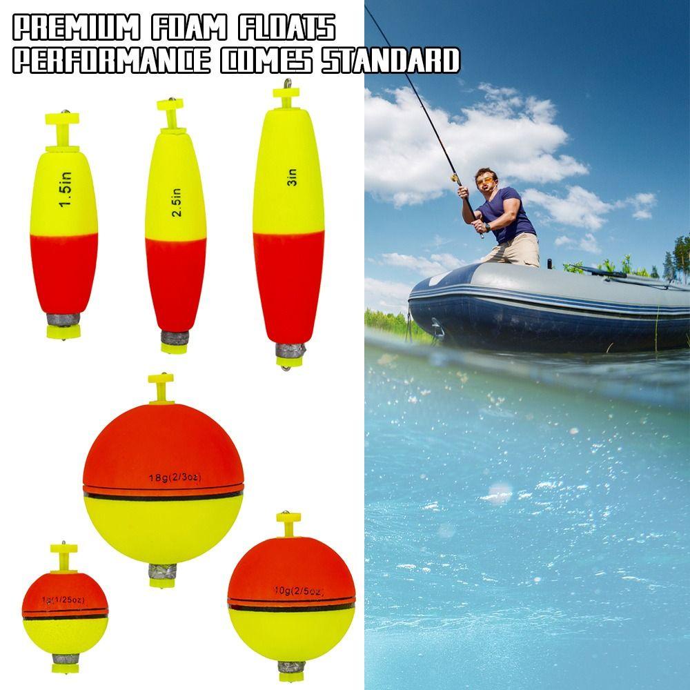 Top 5pcs Pelampung Pancing Laut Merah Pelampung Merah Kuning Kapasitas Bobot Timbel Busa Eva