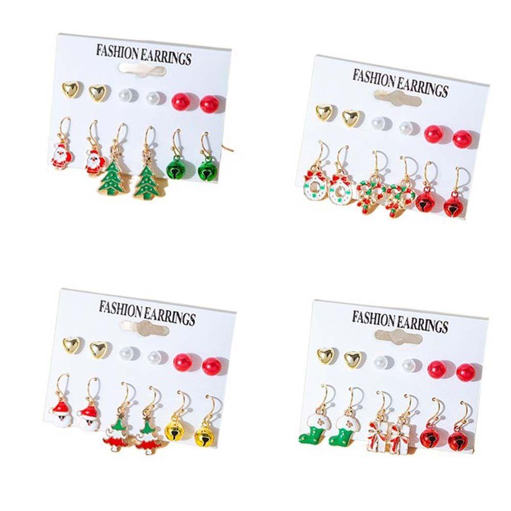 MXBEAUTY Anting Natal Gadis Hadiah Lonceng Santa Claus Drop Anting Mutiara Ear Studs