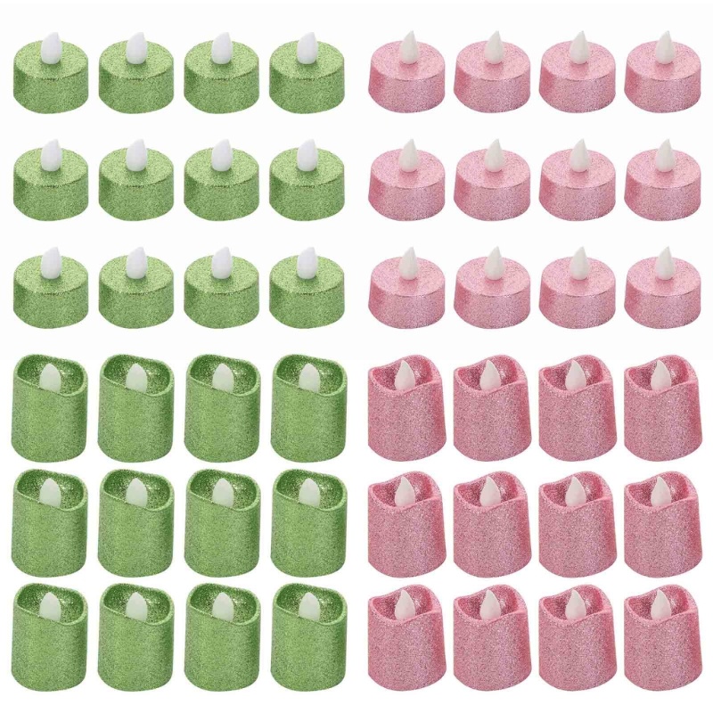 zzz 12pcs Glitter LED  Lights Flameless Tealight  Flickering Decoration