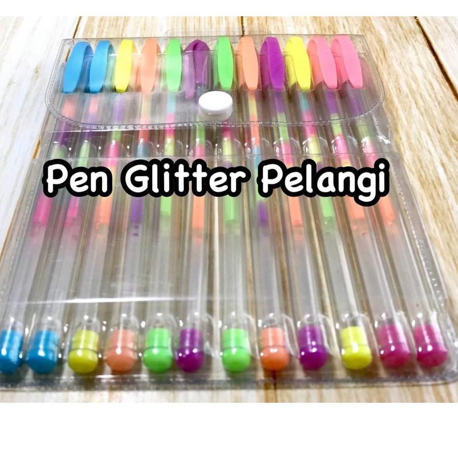 

codeN3z3Y--Gel pen Glitter Pelangi ColorG el ( 12 pcs)