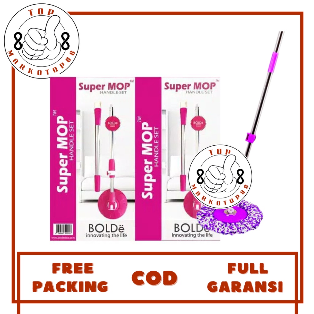 BOLDE HANDLE SET SUPERMOP ALAT PEL TONGKAT PUTAR PEMBERSIH LANTAI HANDLE SET ALAT KAIN LAP TONGKAT P