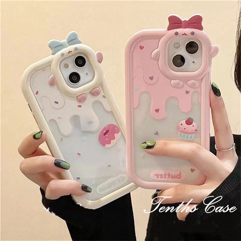 Oppo A78 A17 A17k A57 A77 A77s A16 A16s A15 A15s A74 A54 A95 A94 A3s A12e A5 A9 2020 Reno 7Z 6 5F Putih Pink Kue Dessert Phone Case Soft Cover Pelindung