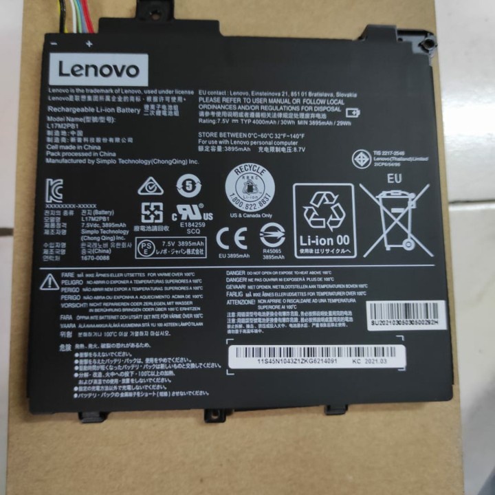 Baterai Lenovo V330 V130 V330-14IKB V330-14ARR L17M2PB1 L17C2PB1 L2PB1