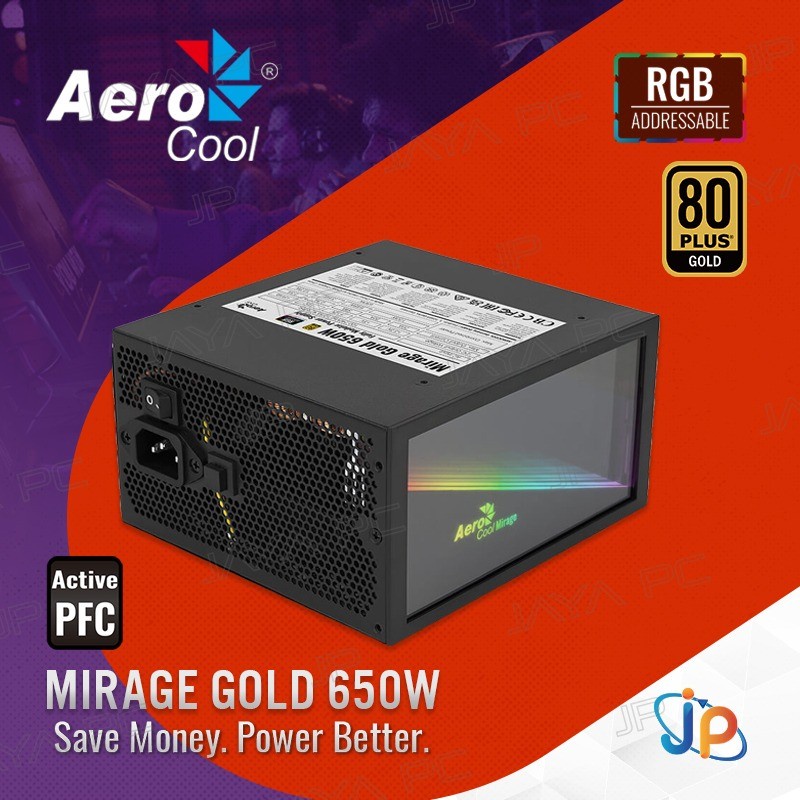 Aerocool Mirage Gold RGB 650W PSU - Power Supply 650 Watt 80+ Gold Full Modular