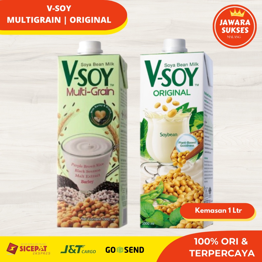 

VSOY Original / Multigrain / Less Sugar 1 ltr | V-SOY Susu Kedelai / Soymilk