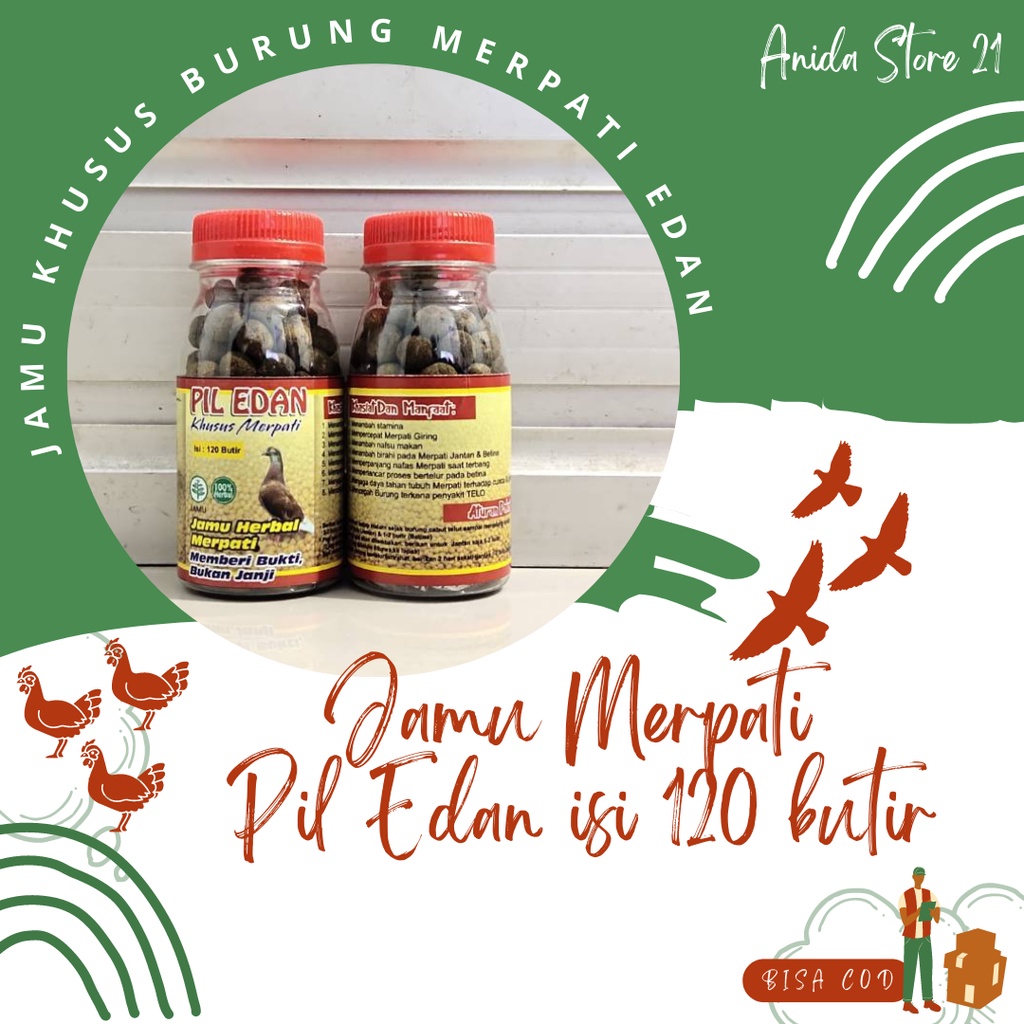 Jamu Merpati Pil Edan Khusus Burung Merpati Isi 120 Butir Asli Herbal