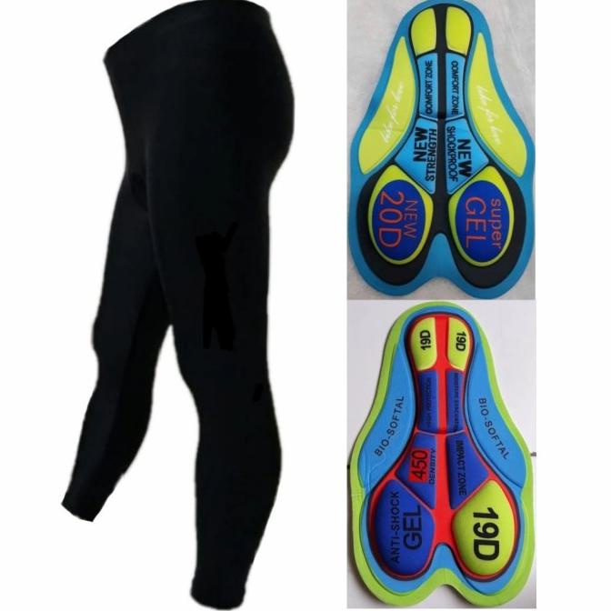 celana sepeda panjang padding gel ketat pria wanita cowok cewek